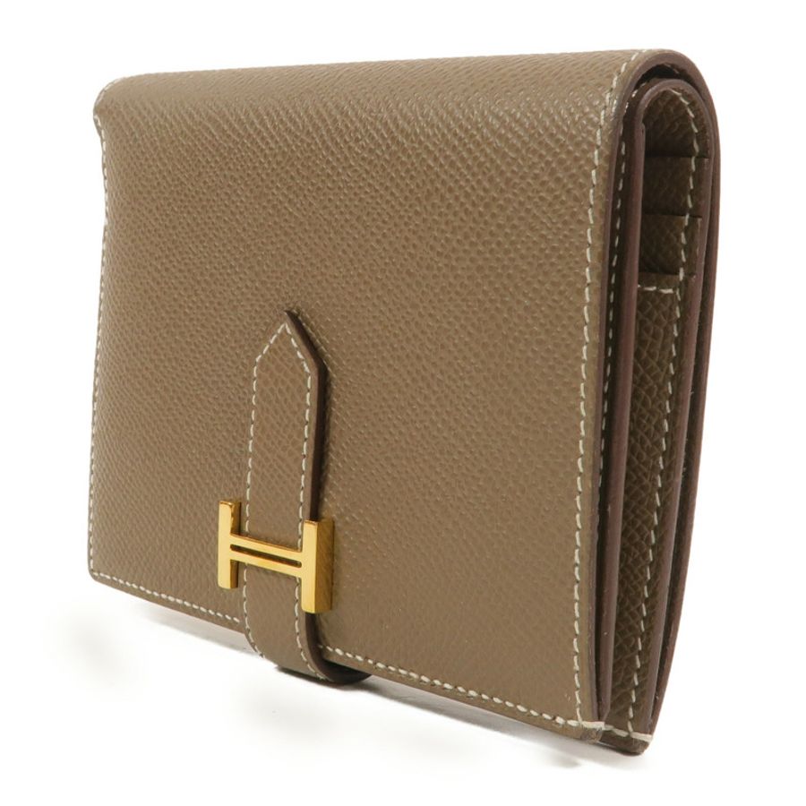 HERMES Epsom皮革Bearn Compact Wallet錢包Etoupe-2