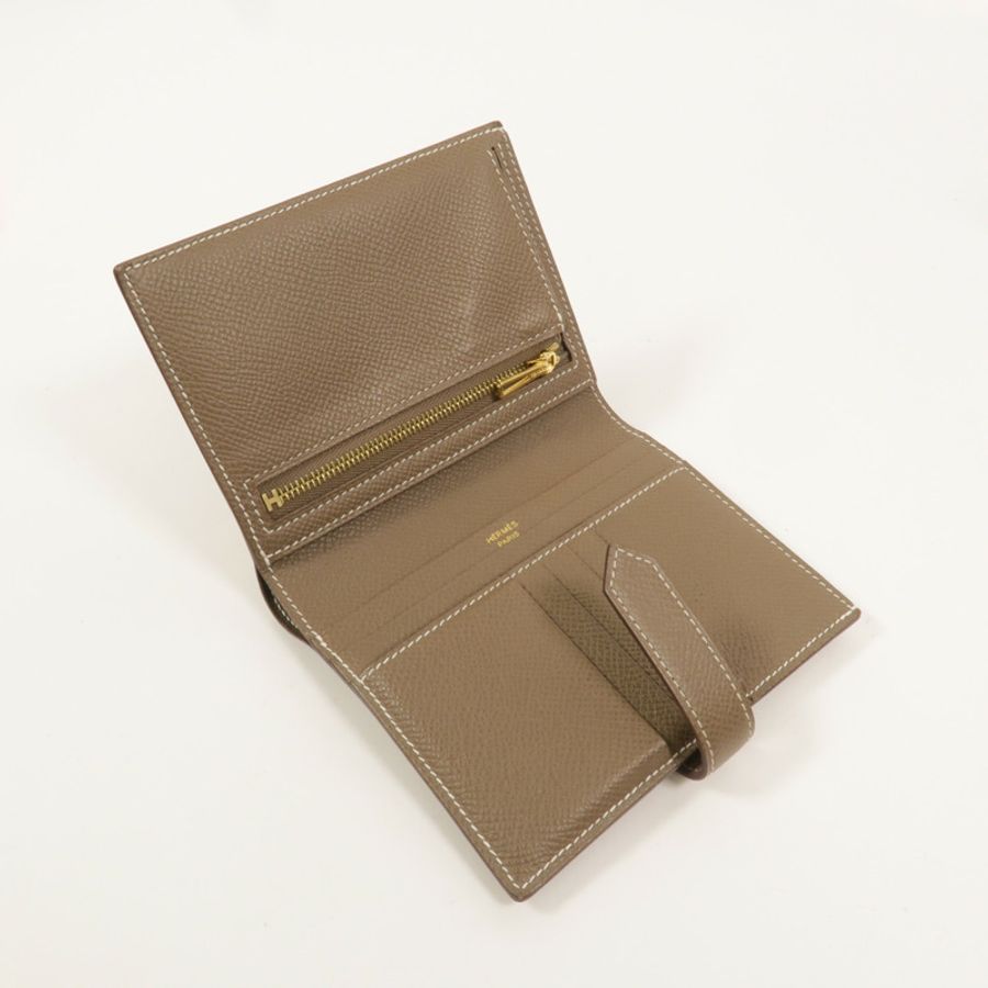 HERMES Epsom皮革Bearn Compact Wallet錢包Etoupe-6