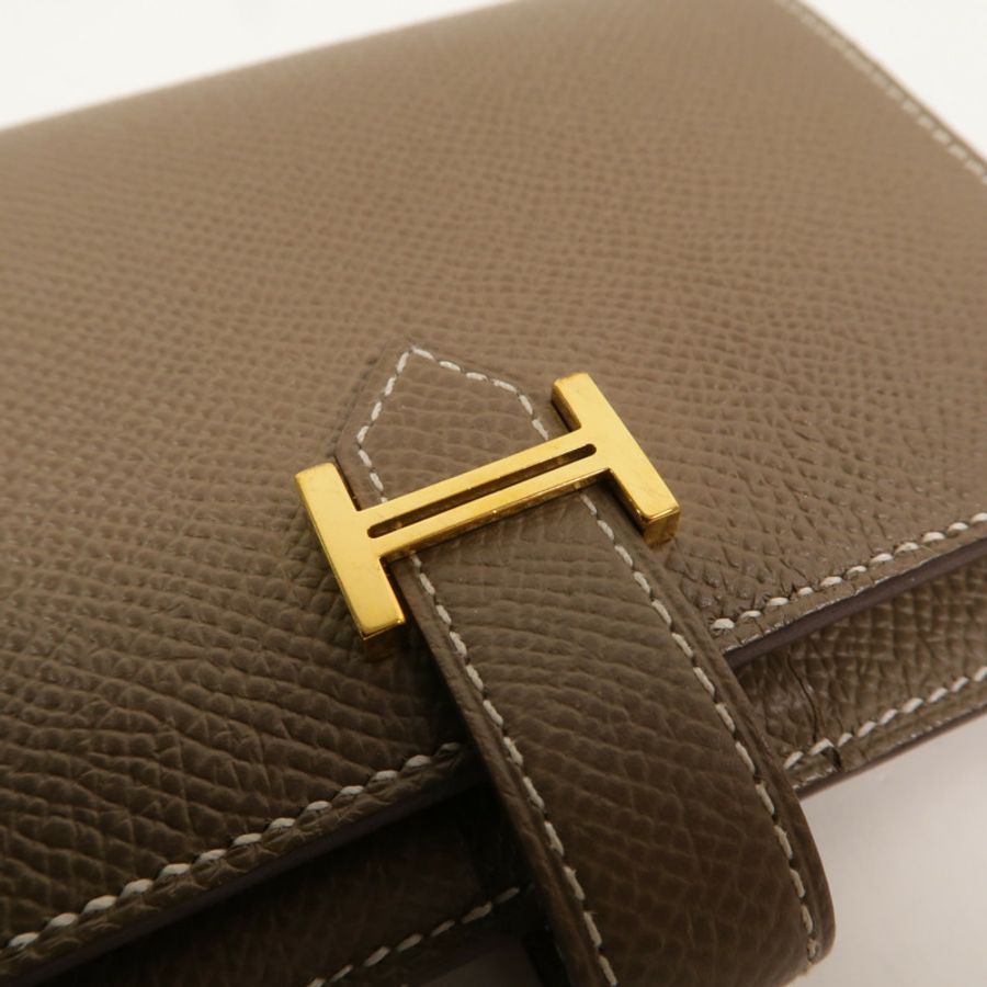 HERMES Epsom皮革Bearn Compact Wallet錢包Etoupe-10