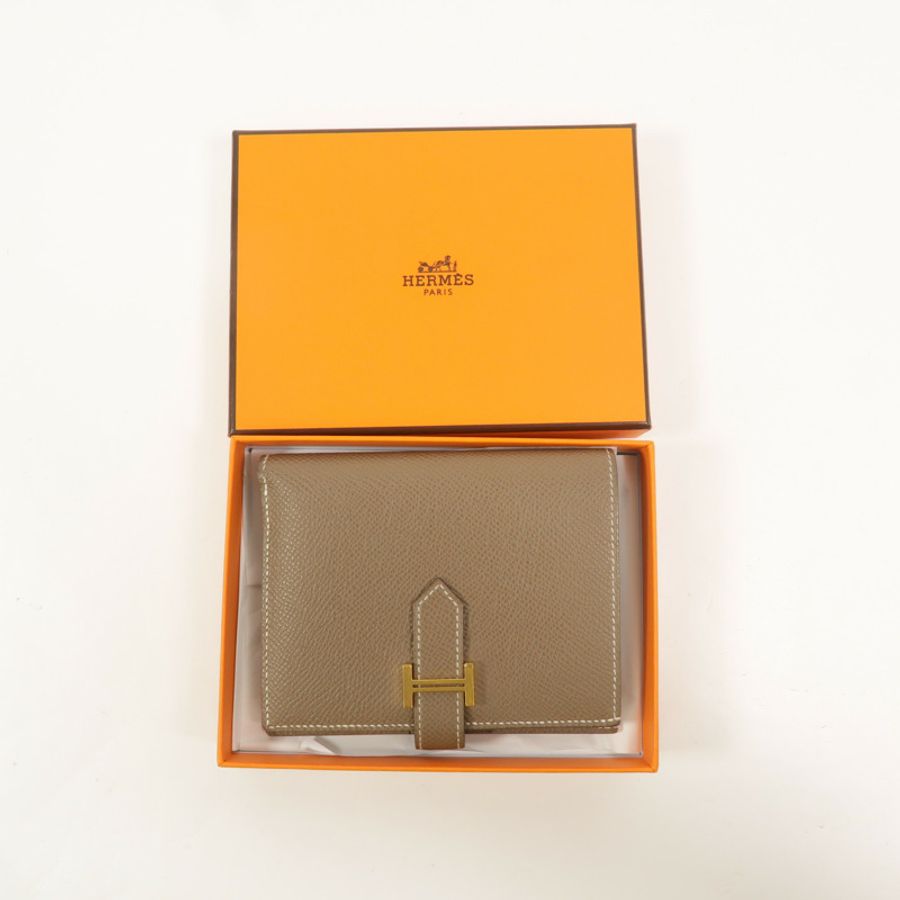 HERMES Epsom皮革Bearn Compact Wallet錢包Etoupe-12