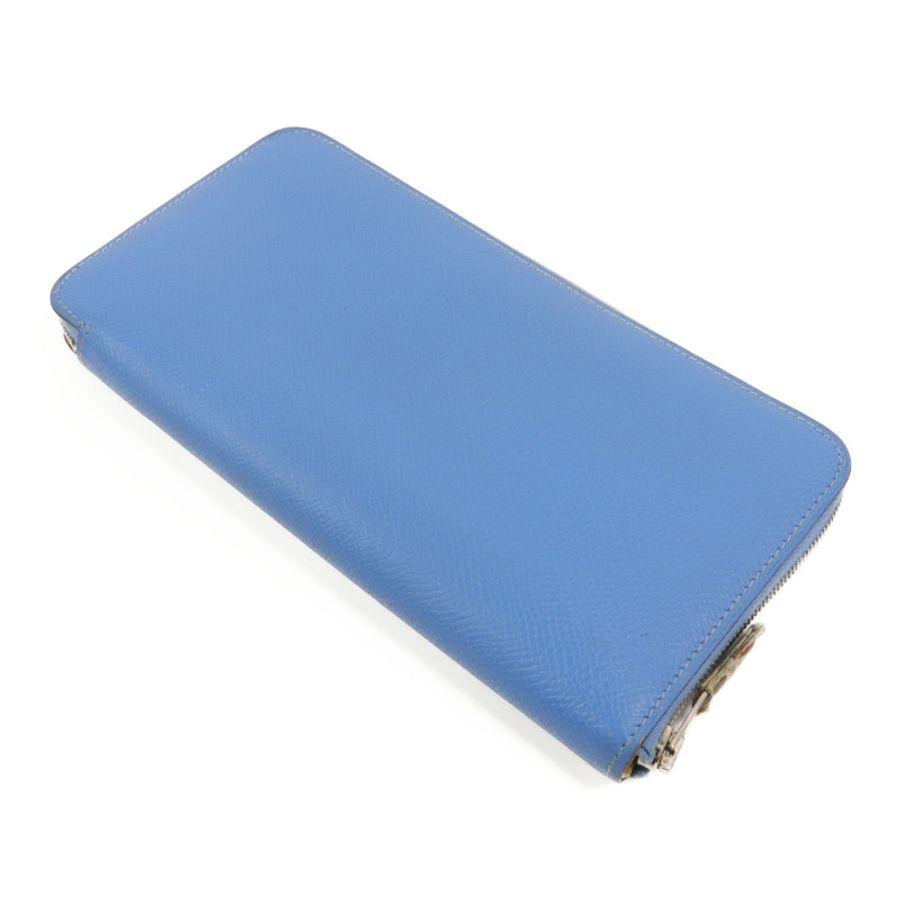HERMES Epsom皮革Silk In Long Wallet長錢包Bleu Paradis-4