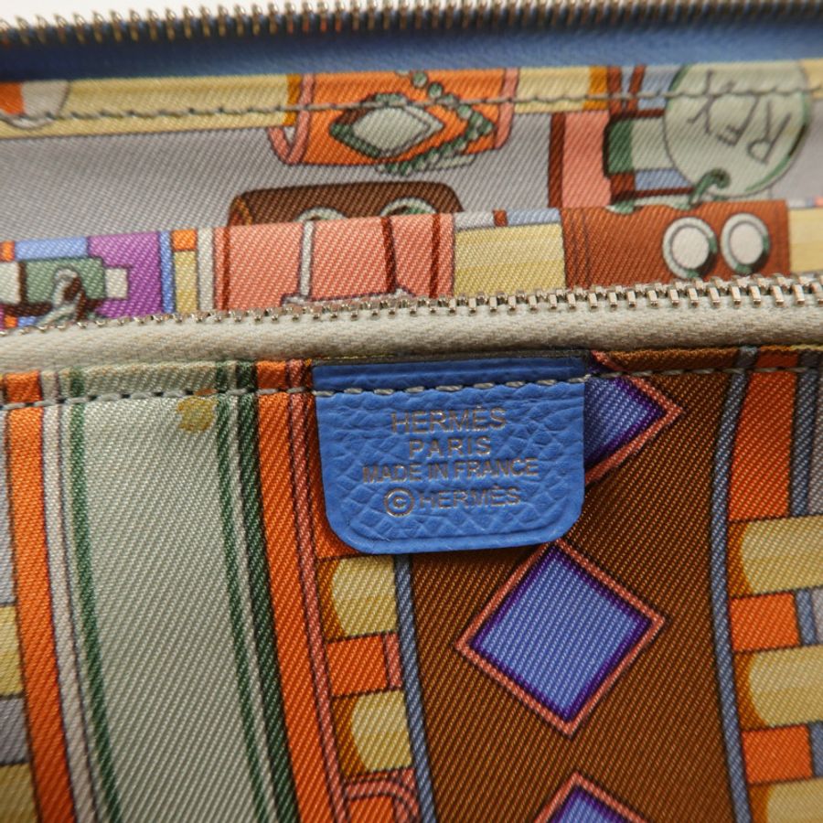 HERMES Epsom皮革Silk In Long Wallet長錢包Bleu Paradis-7