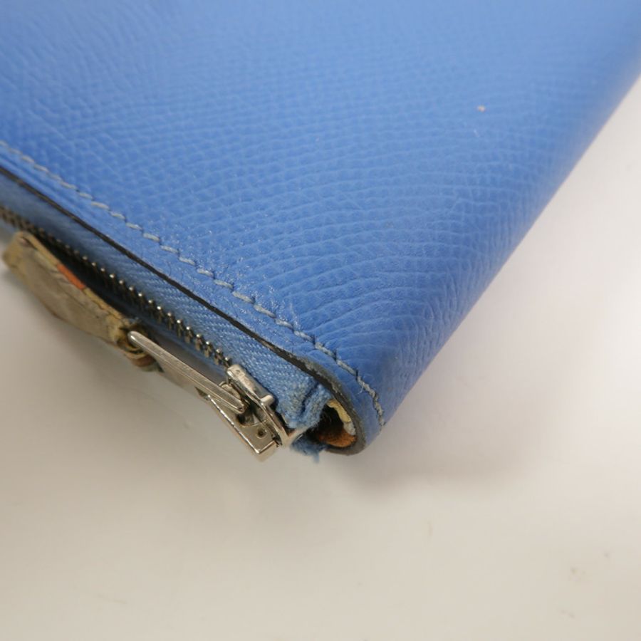 HERMES Epsom皮革Silk In Long Wallet長錢包Bleu Paradis-12