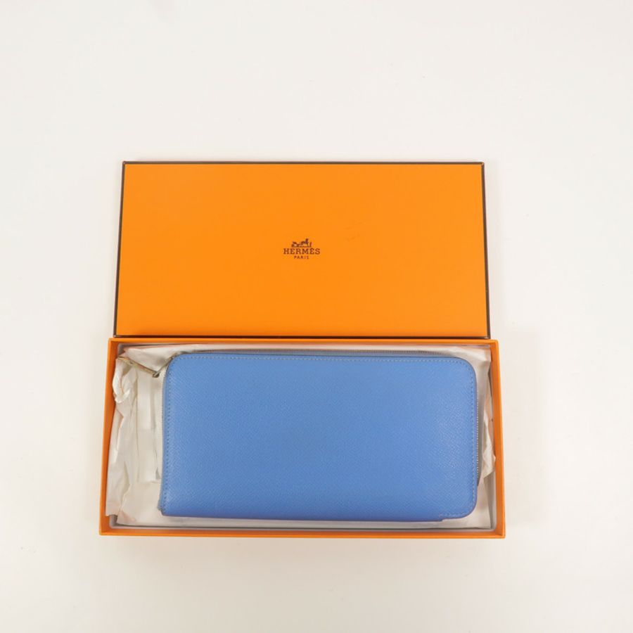HERMES Epsom皮革Silk In Long Wallet長錢包Bleu Paradis-14