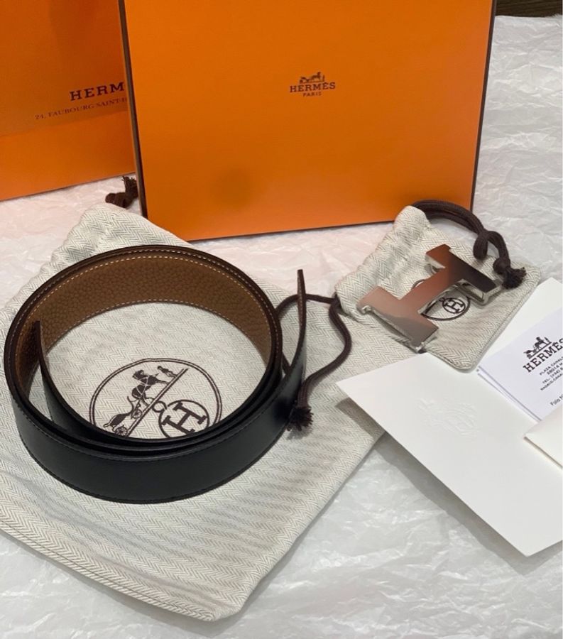 HERMÈS愛馬仕 經典H扣黑色皮帶 95碼K刻 26年7月票據 帶原裝禮盒、防塵袋。-1