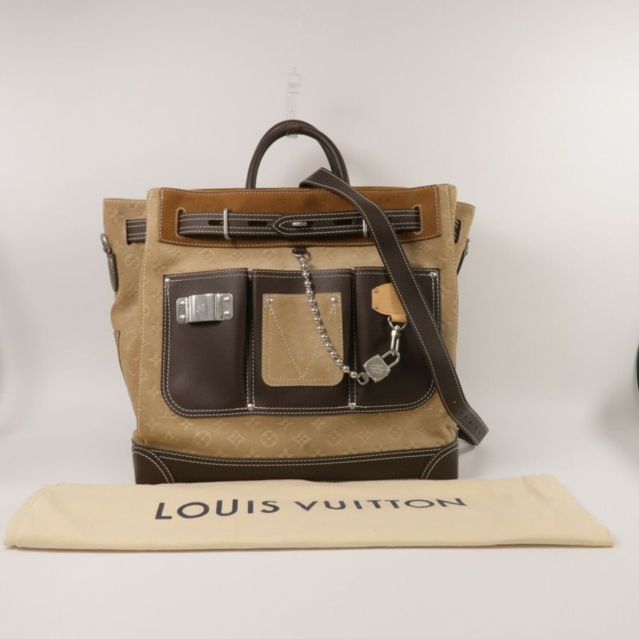 LOUIS VUITTON 麂皮皮革Steamer 40手挽肩背兩用袋-9