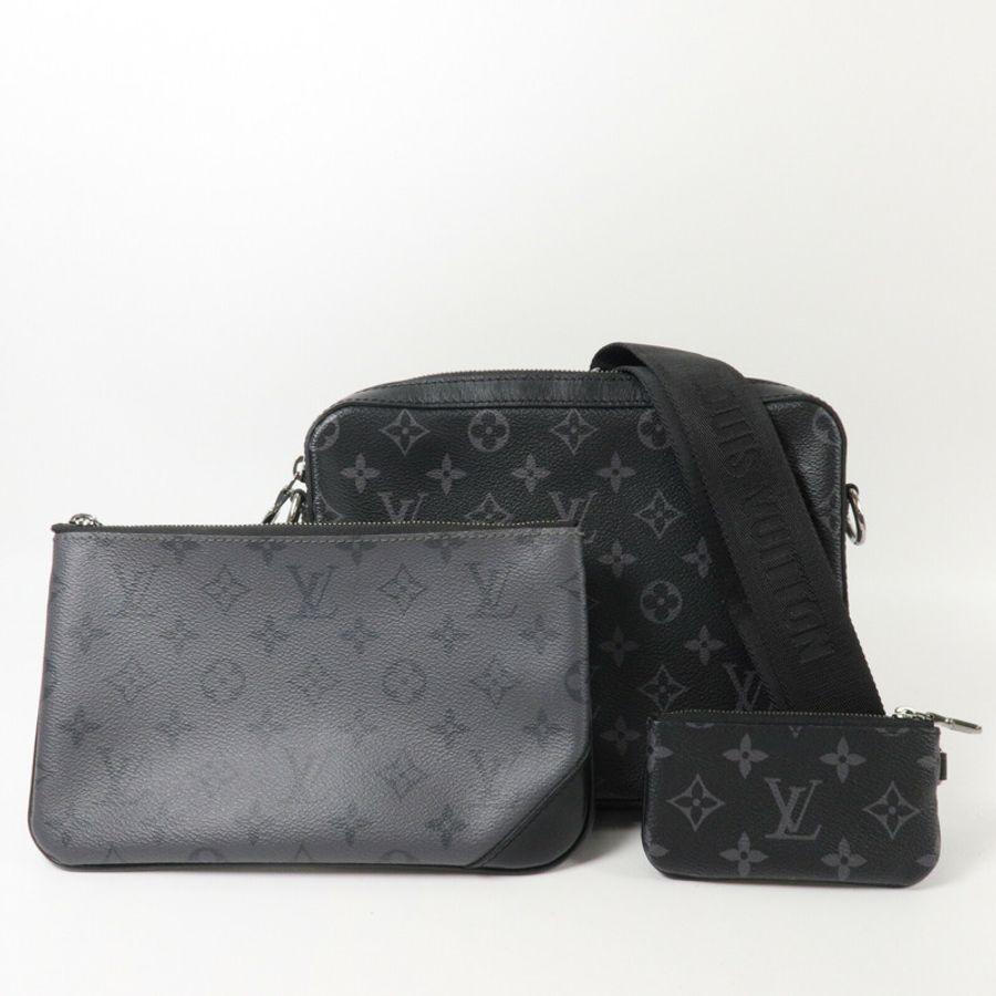 LOUIS VUITTON Monogram Eclipse Reverse Trio Messenger肩背袋-11
