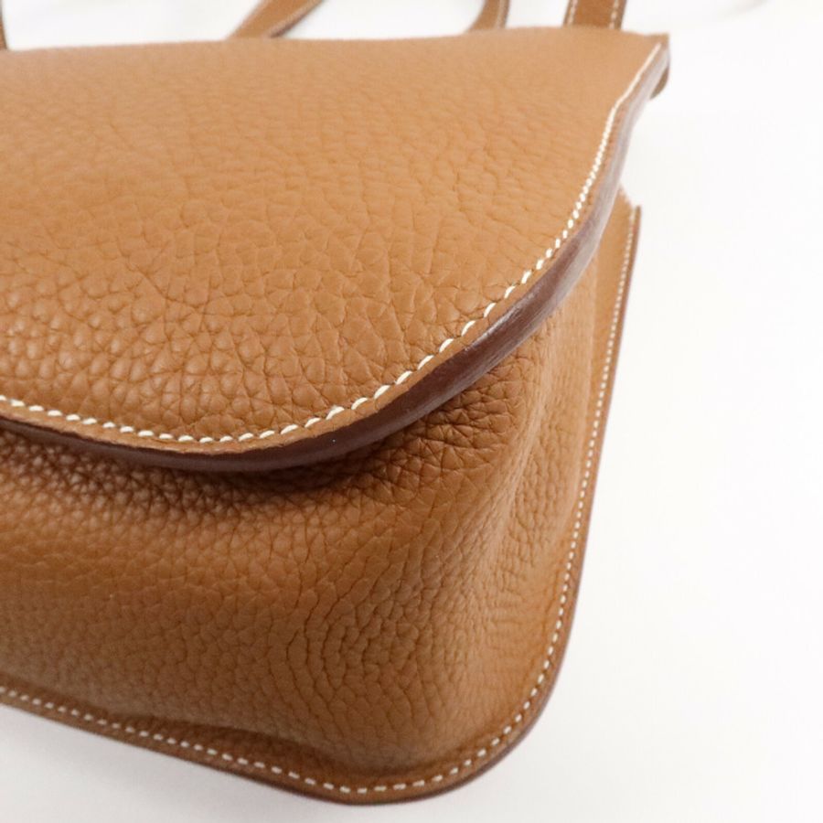 HERMES Clemence皮革Halzan 31手挽肩背兩用袋Gold-11