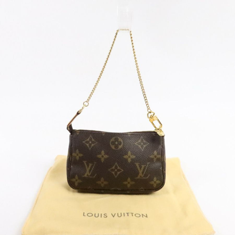 LOUIS VUITTON Monogram Mini Pochette Accessoires金扣手挽袋-8