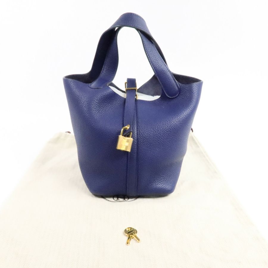 HERMES Clemence Picotin PM手挽袋Deep Bleu-8