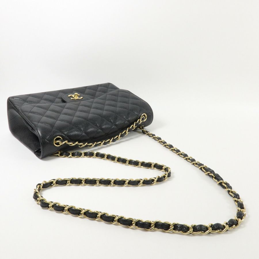 CHANEL 牛皮皮革Large Classic鏈帶肩背袋-10