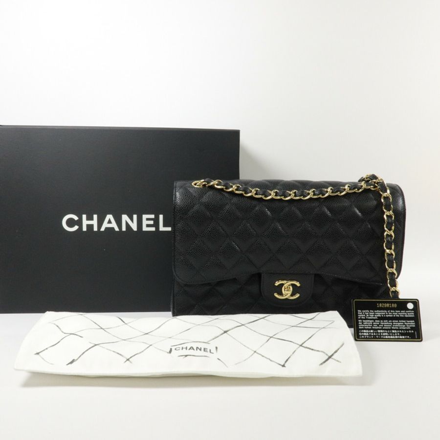 CHANEL 牛皮皮革Large Classic鏈帶肩背袋-11