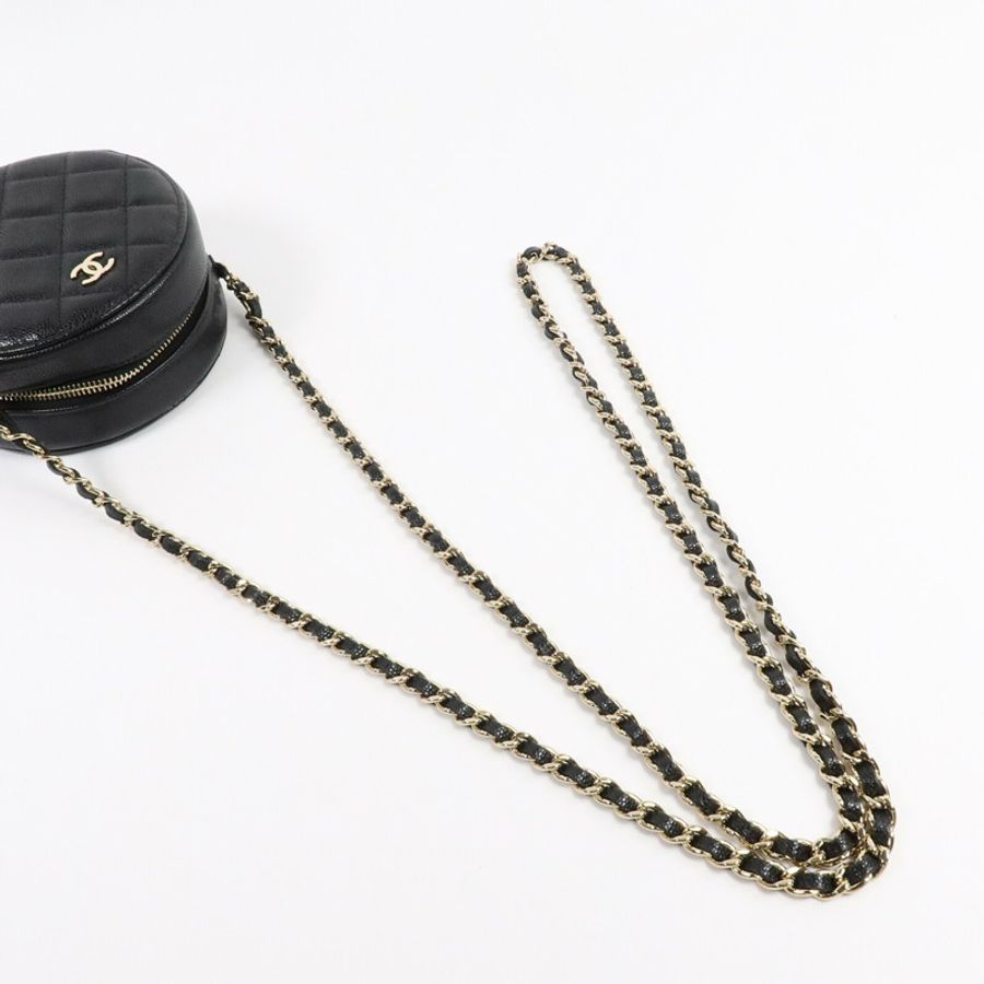 CHANEL 牛皮皮革Round Clutch With Chain肩背袋-8