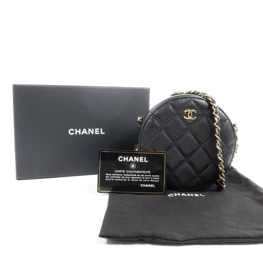CHANEL 牛皮皮革Round Clutch With Chain肩背袋-9