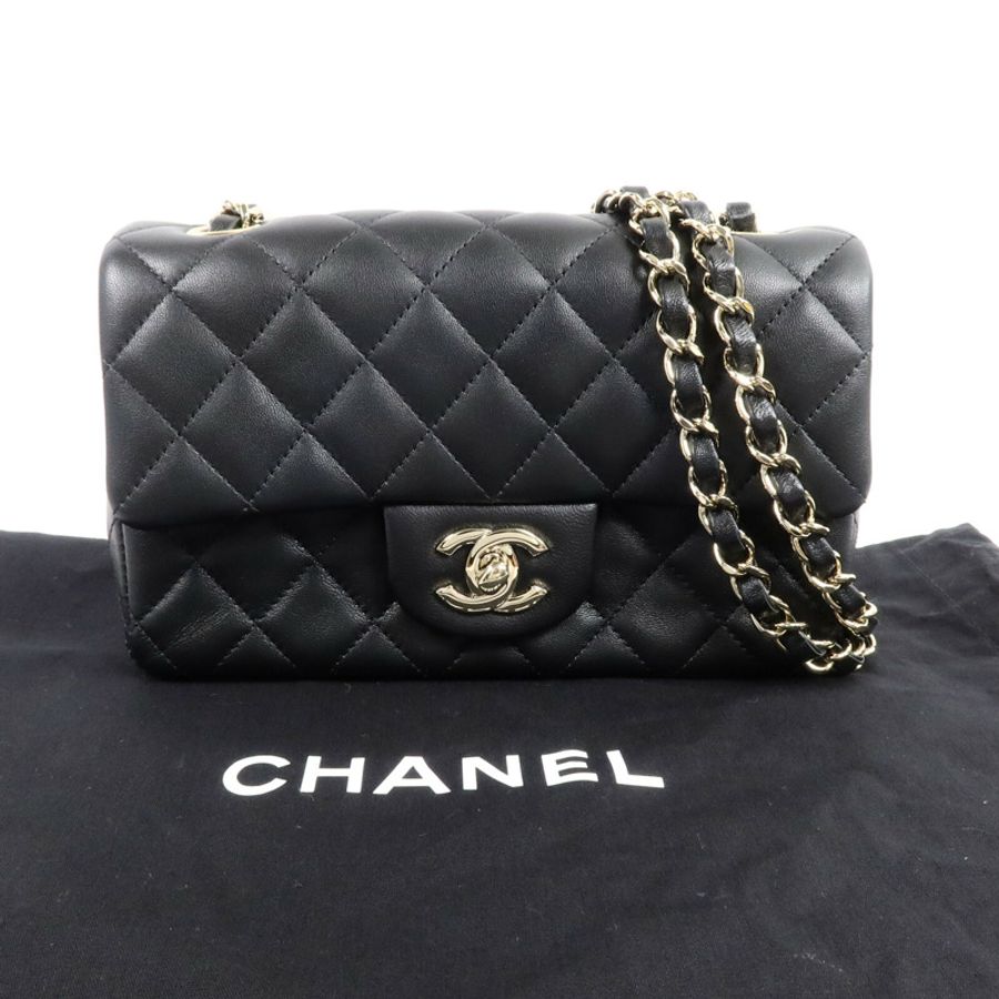 CHANEL 羊皮皮革Mini Classic 20鏈帶肩背袋-9
