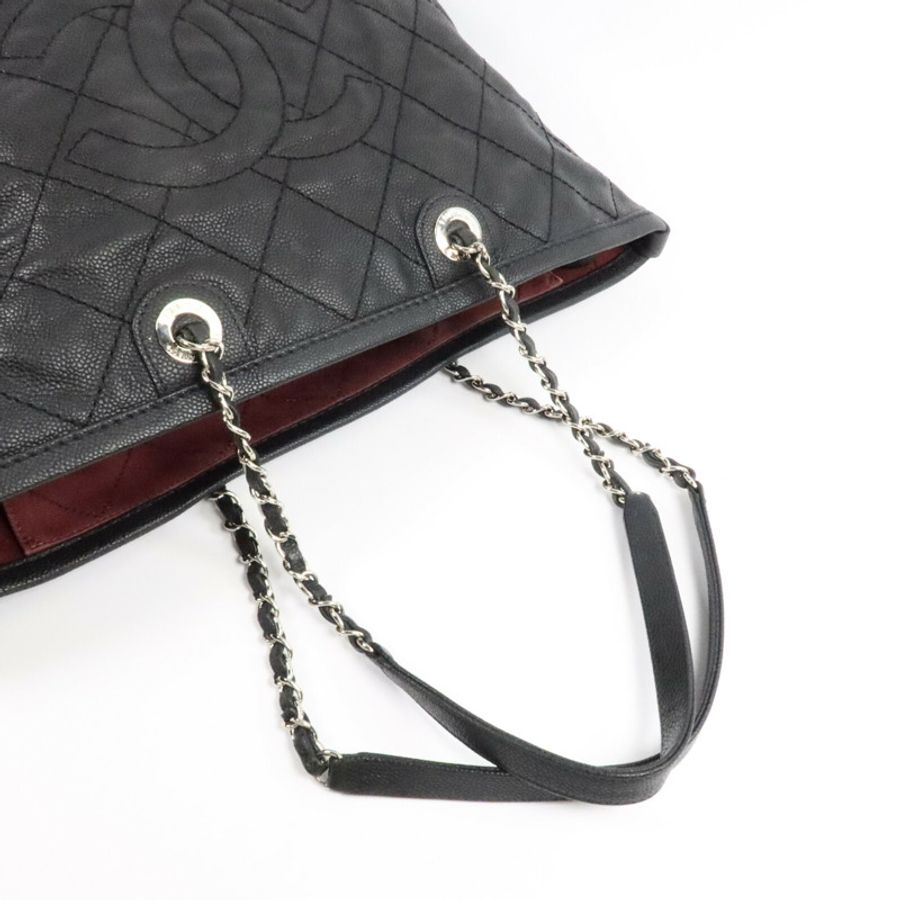 CHANEL 牛皮皮革Grand Shopping Tote鏈帶肩背袋-9