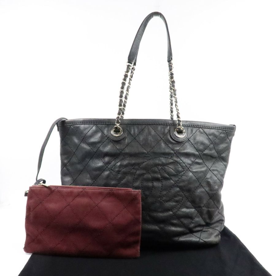 CHANEL 牛皮皮革Grand Shopping Tote鏈帶肩背袋-10