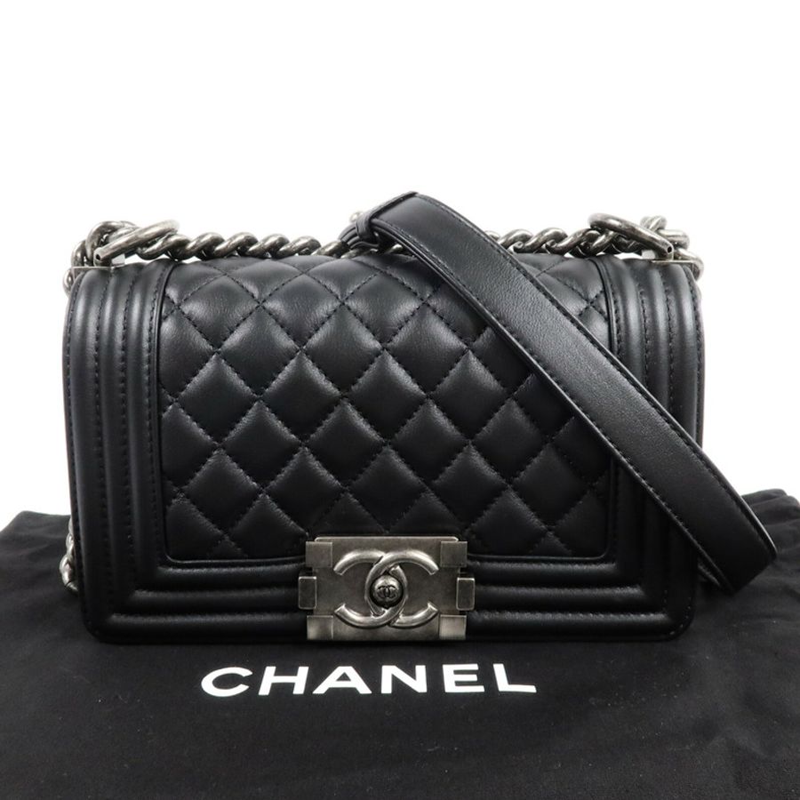 CHANEL 羊皮皮革Boy 20鏈帶肩背袋-9