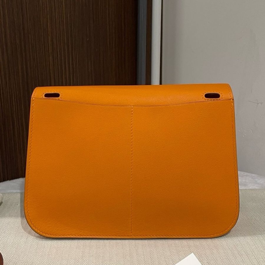 Hermes 愛馬仕 halzan mini 橙色銀扣，C刻Swift皮，底長22/15/6cm 配件防塵袋 有票-1