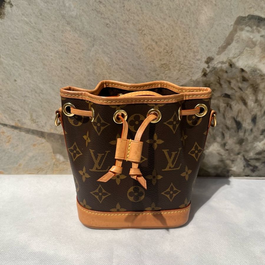 Louis Vuitton Monogram 拼皮 Nano Noe小水桶手提斜背包-0