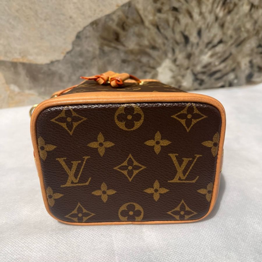 Louis Vuitton Monogram 拼皮 Nano Noe小水桶手提斜背包-5