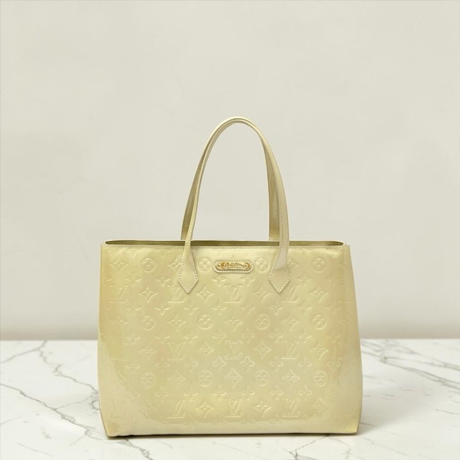 莉亞精品♡ LV 漆皮淡黃色托特包 二手-0