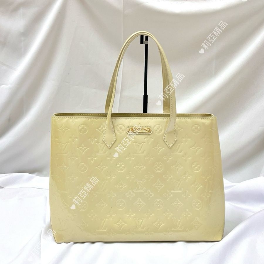 莉亞精品♡ LV 漆皮淡黃色托特包 二手-2
