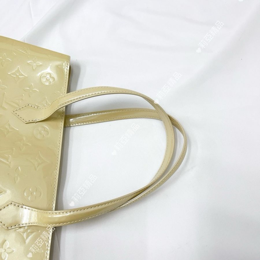 莉亞精品♡ LV 漆皮淡黃色托特包 二手-12
