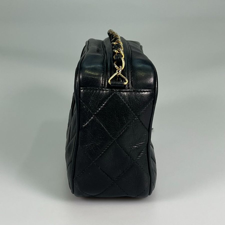 CHANEL VINTAGE流蘇相機包 羊皮黑-3