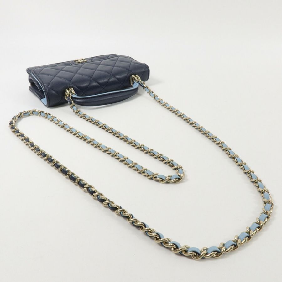 CHANEL 羊皮皮革Mini Flap Bag鏈帶手挽肩背兩用袋-8
