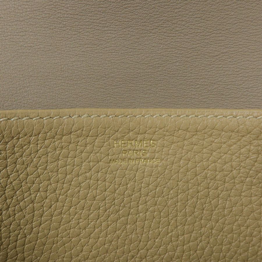 HERMES Clemence皮革/Swift皮革Halzan 25手挽肩背兩用袋Trench/Etoupe-5