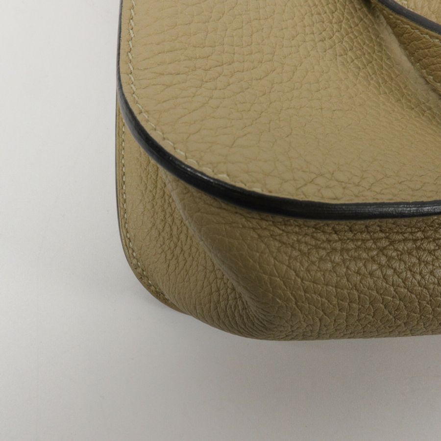 HERMES Clemence皮革/Swift皮革Halzan 25手挽肩背兩用袋Trench/Etoupe-10