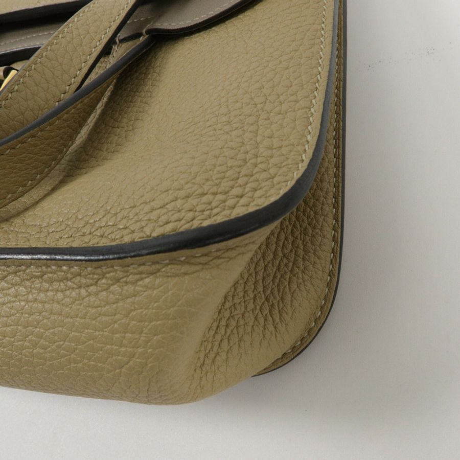 HERMES Clemence皮革/Swift皮革Halzan 25手挽肩背兩用袋Trench/Etoupe-11