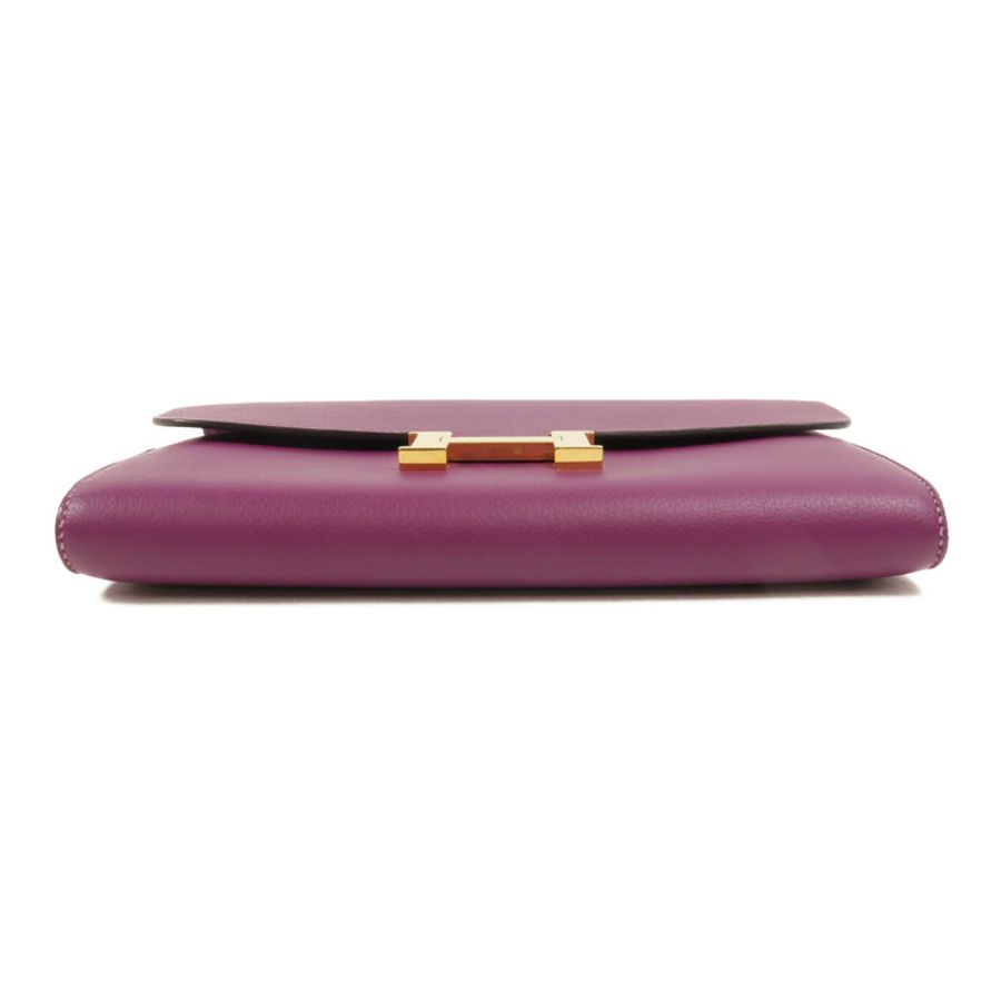 HERMES Evercolor皮革Constance Long Wallet長錢包Anemone-3