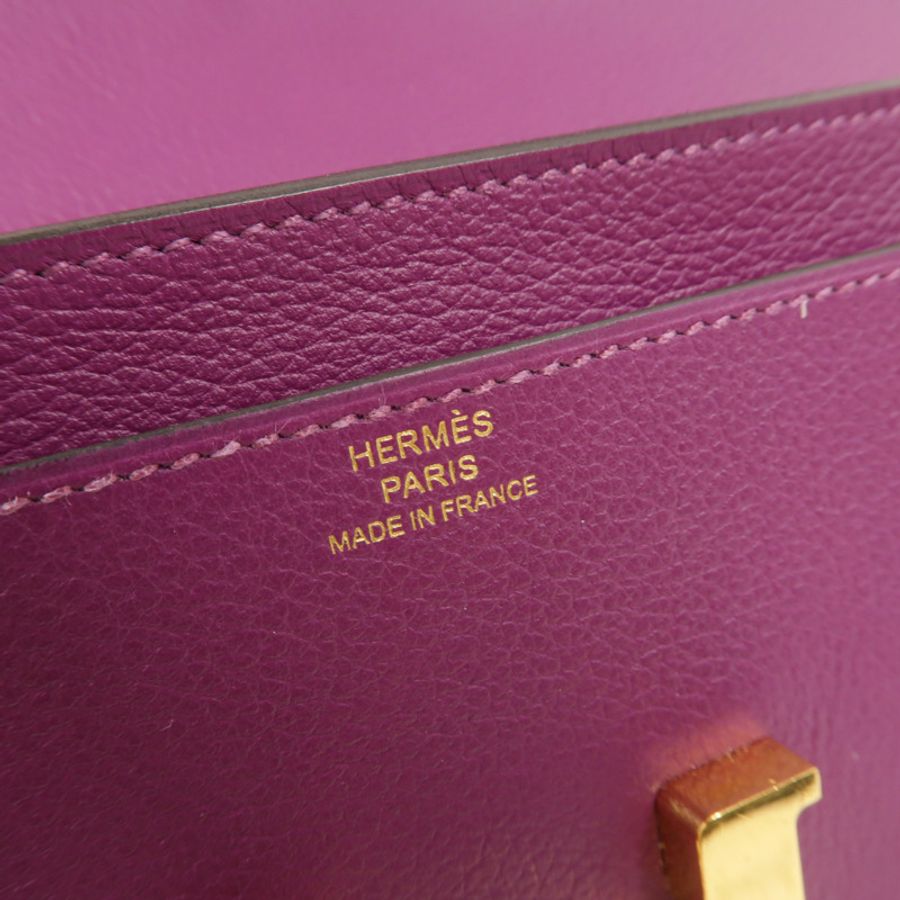 HERMES Evercolor皮革Constance Long Wallet長錢包Anemone-7