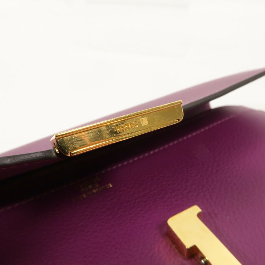 HERMES Evercolor皮革Constance Long Wallet長錢包Anemone-10