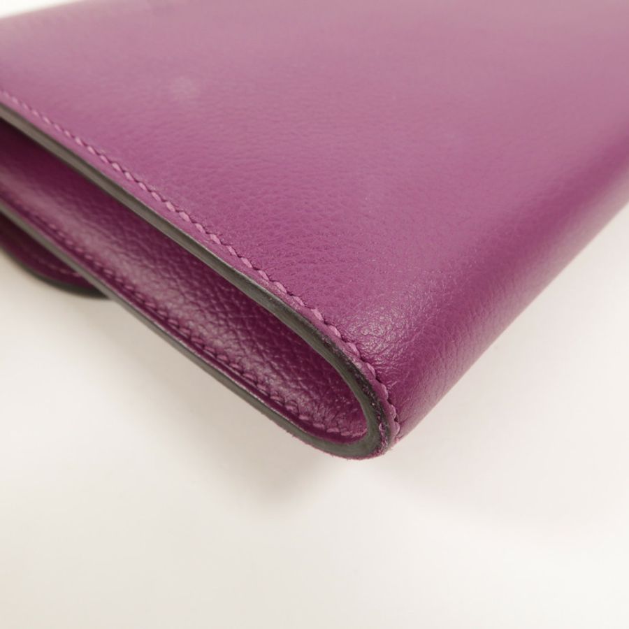 HERMES Evercolor皮革Constance Long Wallet長錢包Anemone-13