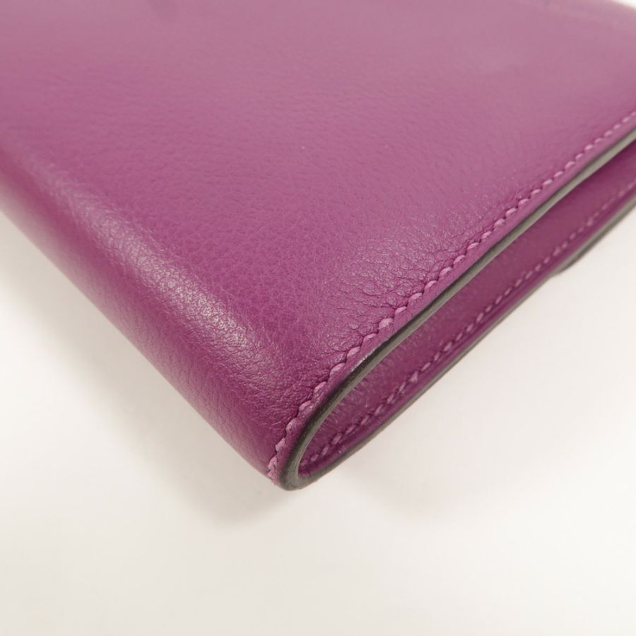 HERMES Evercolor皮革Constance Long Wallet長錢包Anemone-14