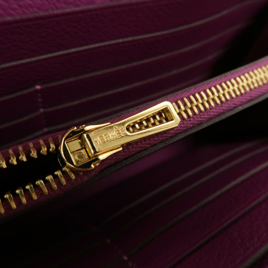 HERMES Evercolor皮革Constance Long Wallet長錢包Anemone-15