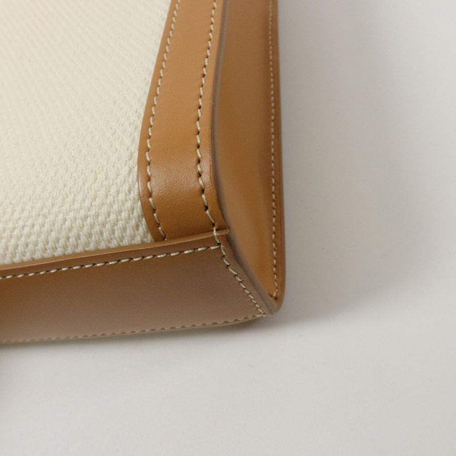 CELINE 帆布/牛皮皮革Mini Cabas Vertical手挽肩背兩用袋-12