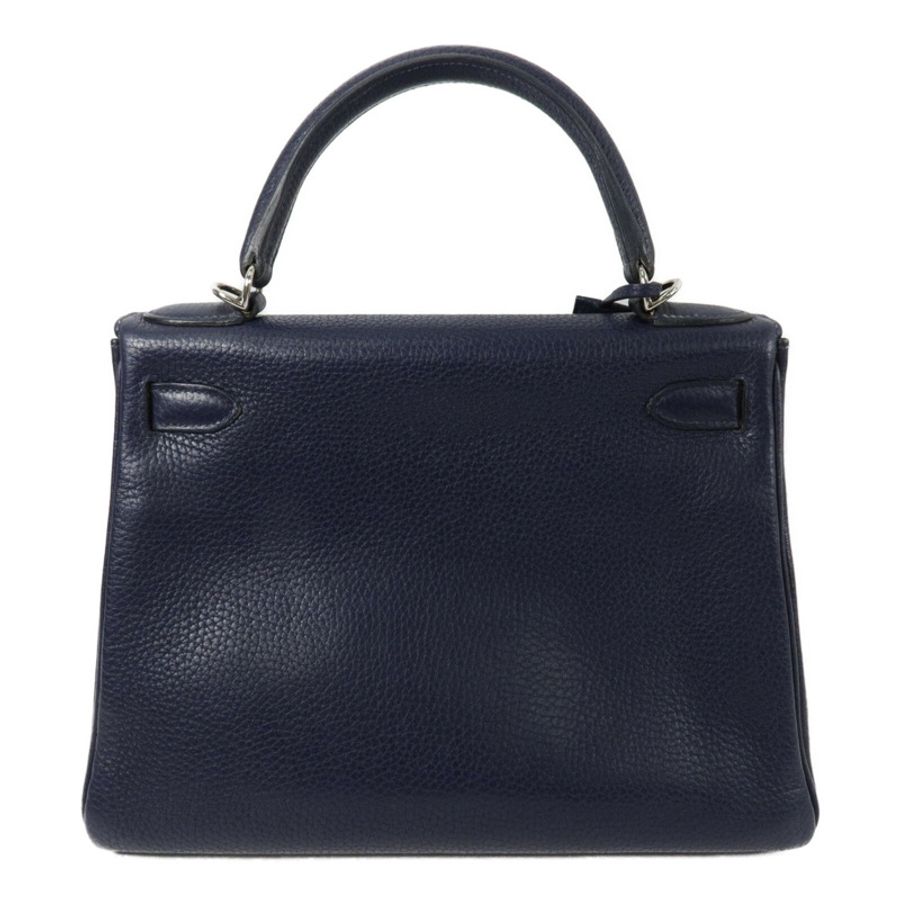 HERMES Clemence皮革Kelly 28手挽肩背兩用袋Blue Nuit-1