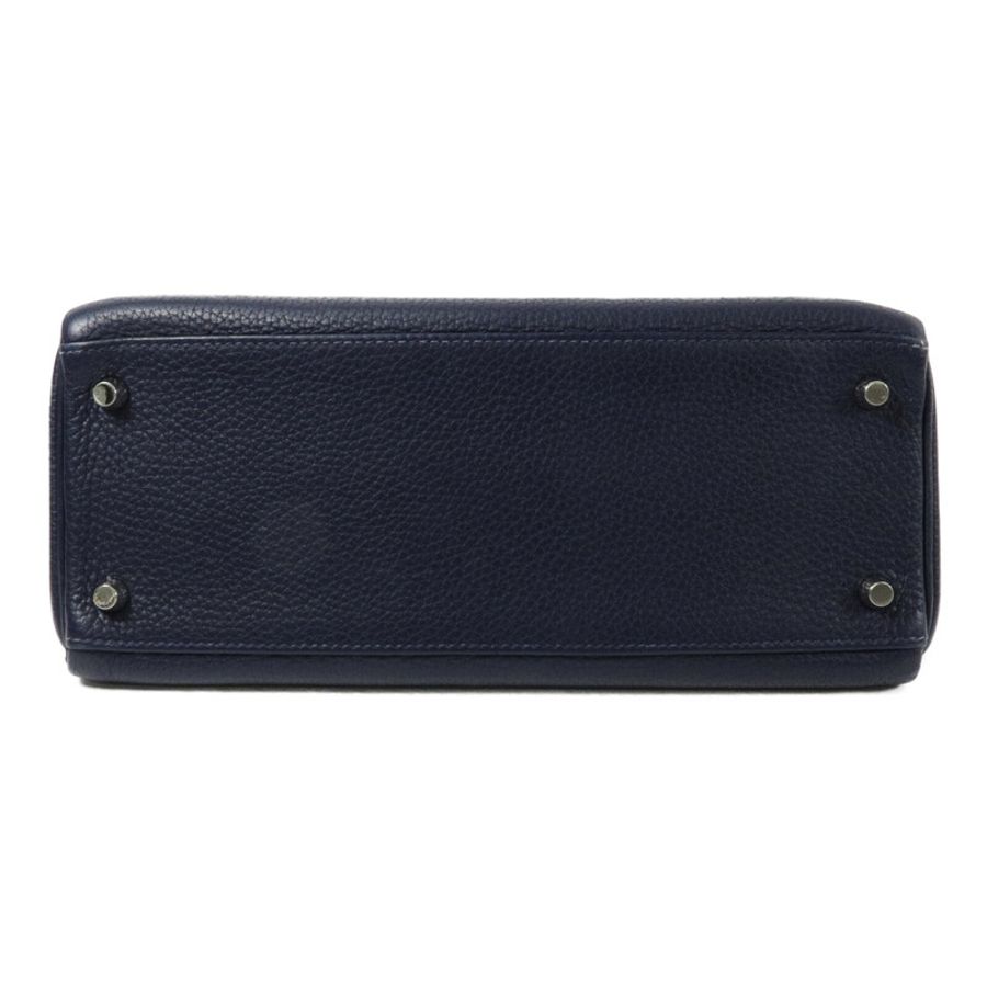HERMES Clemence皮革Kelly 28手挽肩背兩用袋Blue Nuit-3