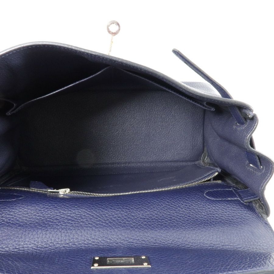 HERMES Clemence皮革Kelly 28手挽肩背兩用袋Blue Nuit-4