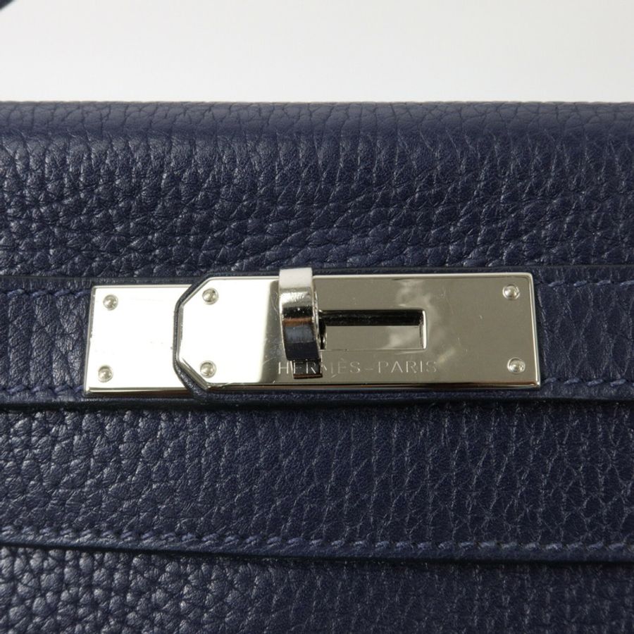 HERMES Clemence皮革Kelly 28手挽肩背兩用袋Blue Nuit-7