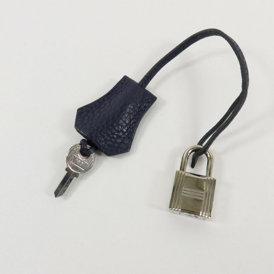 HERMES Clemence皮革Kelly 28手挽肩背兩用袋Blue Nuit-9