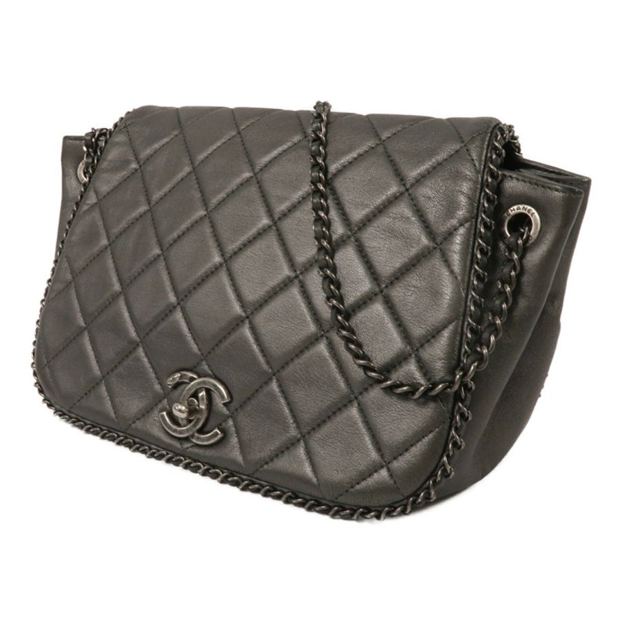 CHANEL 牛皮皮革Chain Shoulder鏈帶肩背袋-1