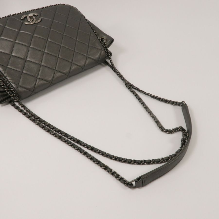 CHANEL 牛皮皮革Chain Shoulder鏈帶肩背袋-9