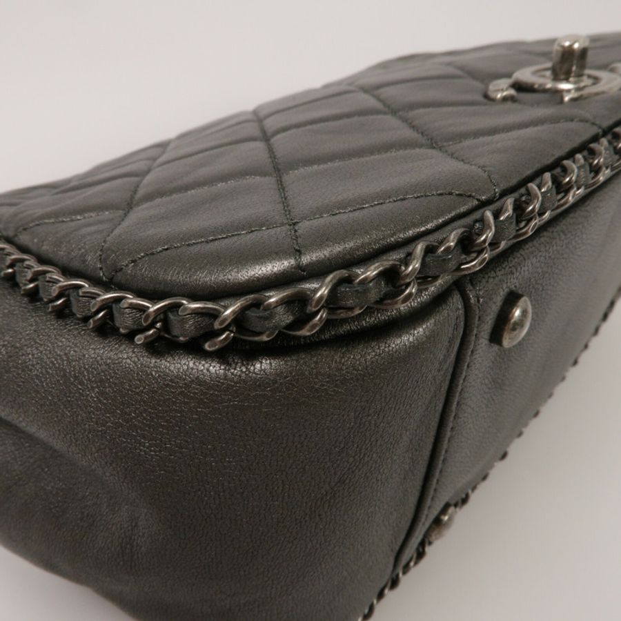 CHANEL 牛皮皮革Chain Shoulder鏈帶肩背袋-11