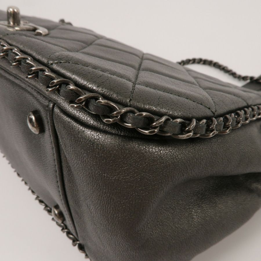 CHANEL 牛皮皮革Chain Shoulder鏈帶肩背袋-12