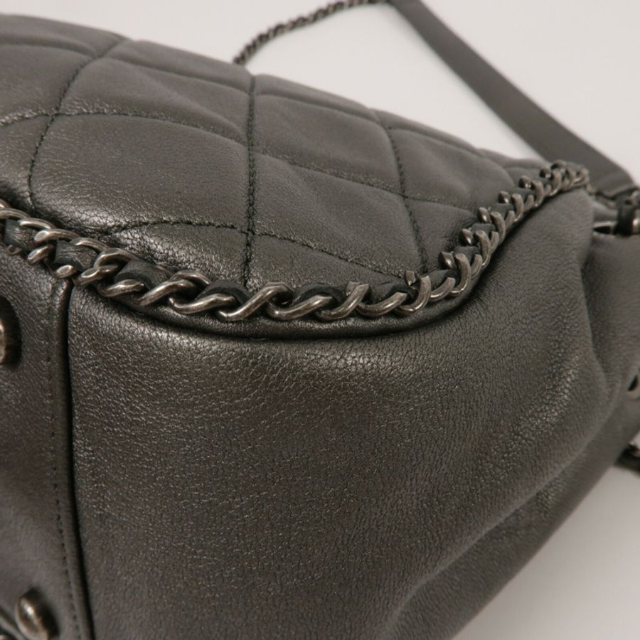 CHANEL 牛皮皮革Chain Shoulder鏈帶肩背袋-14
